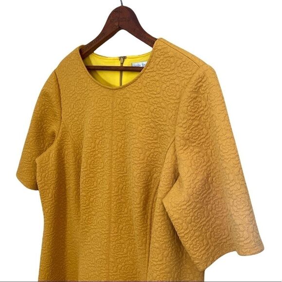 London Times Mustard Quilted Dress - Picture 2 of 6